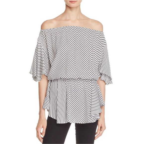 MLM Label Womens Striped Knit Blouse, Black, NWT - Picture 1 of 1